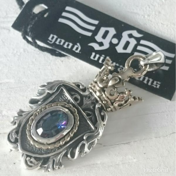 送料無料 グッドバイブレーション ペンダントトップ オーロラカラージルコニア クラウン シルバー92...