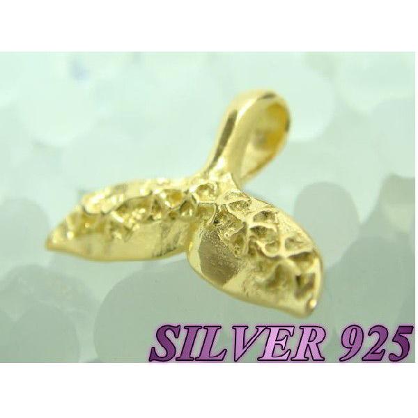 激安ハワイアン ホエールテール型ペンダントトップ ゴールドプルメリア シルバー925