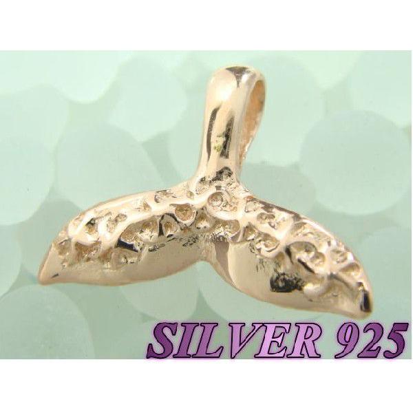 激安ハワイアン ホエールテール型ペンダントトップ ピンクゴールドプルメリア シルバー925