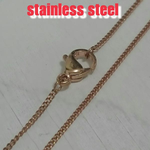 2面カット喜平ネックレス ローズゴールド1mm幅　40センチ〜50センチ　選択自由　激安ステンレスチ...