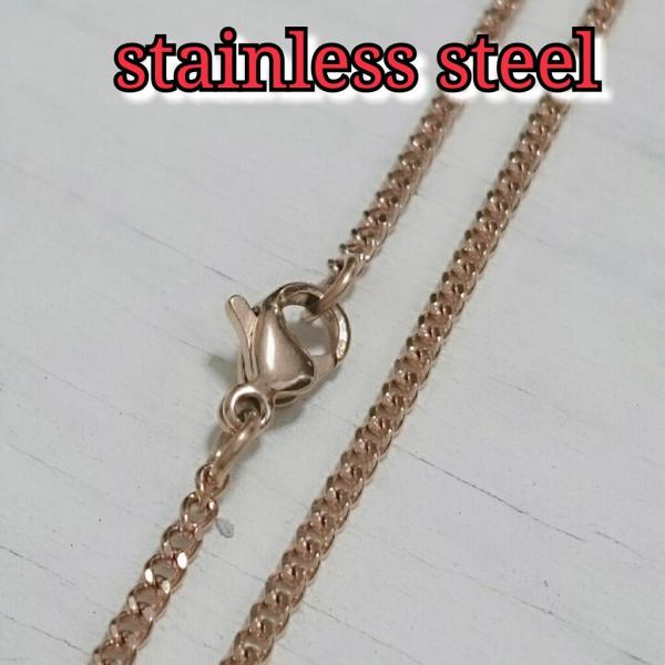 2面カット喜平ネックレス ローズゴールド2mm幅　40センチ〜60センチ　選択自由　激安ステンレスチ...