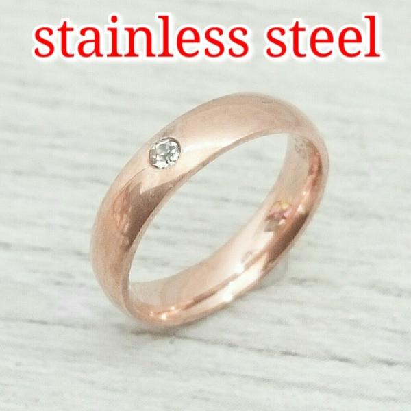激安 甲丸リング 4ミリ幅 ローズゴールド ジルコニア 医療用サージカルステンレス ペアリングにも ...