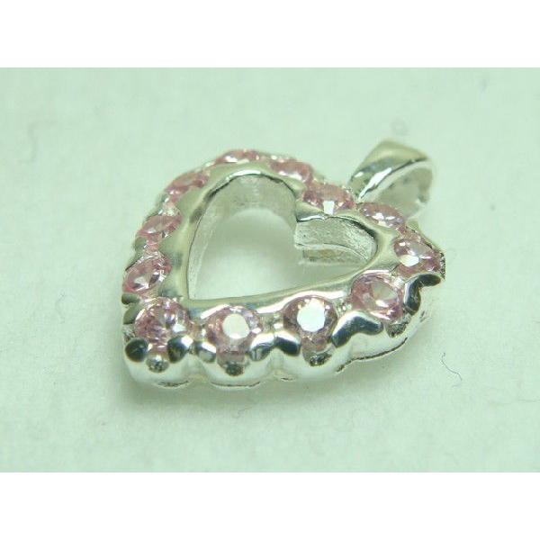 激安 ピンクジルコニア ハート型ペンダントトップ シルバー925