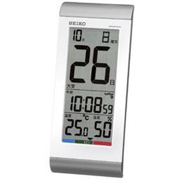 SEIKO セイコー 掛け時計 液晶付 置き時計 日めくりカレンダー 電波 デジタル 温度 湿度 銀...