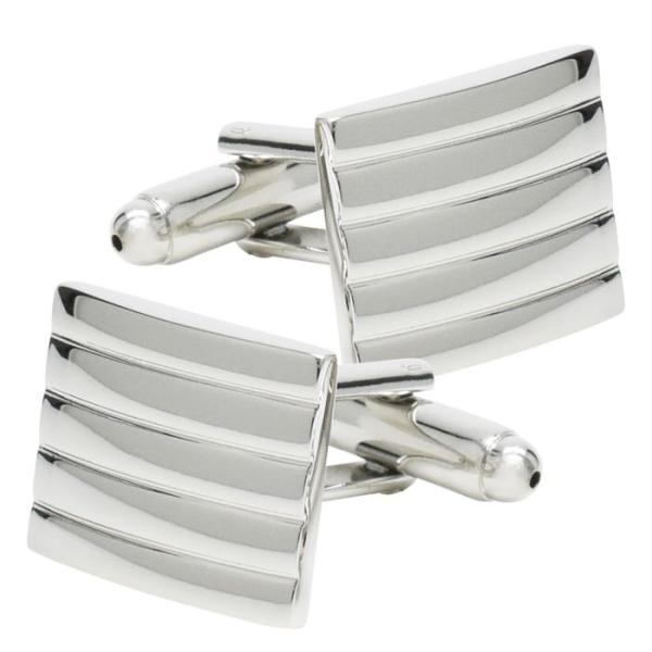 カフス シルバー 正方形 横ストライプ カフス メンズ 紳士小物 結婚式 ビジネス シャツ プレゼン...