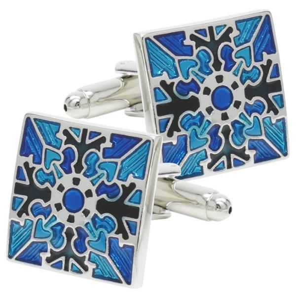 カフス ブルー エスニック柄 カフスリンクス メンズ 紳士 結婚式 ビジネス 付け方 プレゼント 彼...