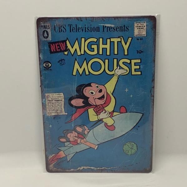 ヴィンテージ スチール看板 MIGHTY MOUSE ロケット マイティーマウス アメリカン雑貨 ブ...