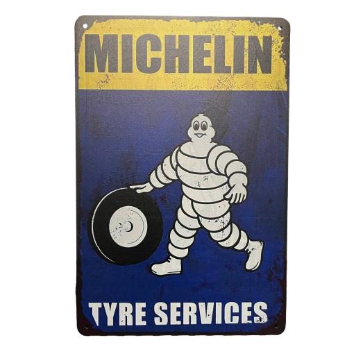 ヴィンテージ風 スチール看板 MICHELIN ミシュラン ビバンダム アメリカン雑貨 ブリキ看板 ...