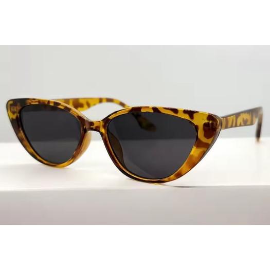 レオパード キャッツアイ UVカット サングラス レオパード×ブラックレンズ［SG-03］ヒョウ柄 ...