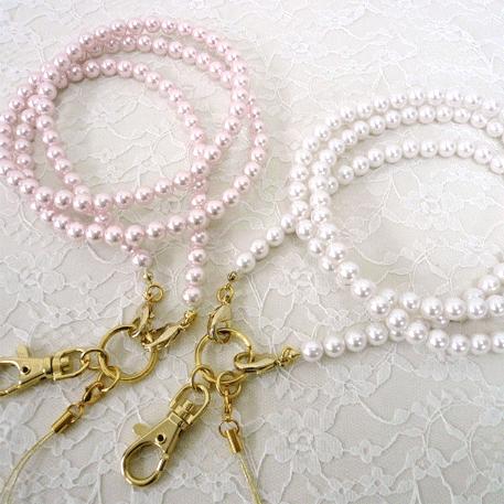 スマホストラップ ネックストラップ 日本製 パール 8mm玉 首掛け 携帯ストラップ おしゃれ かわ...