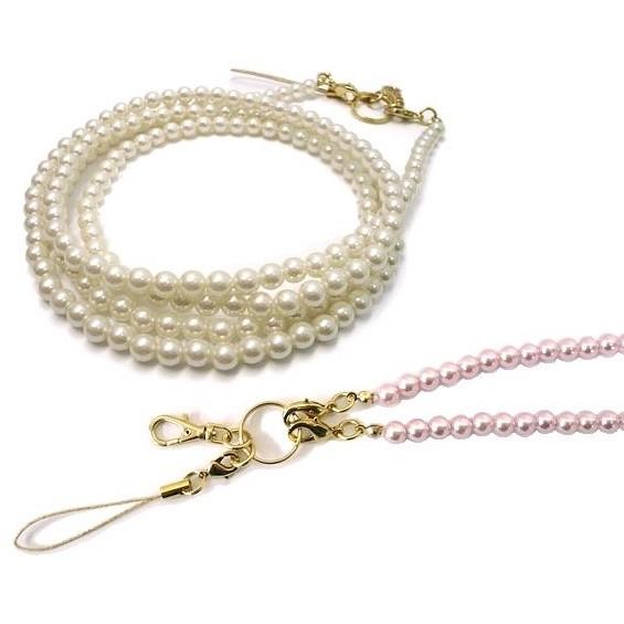 スマホストラップ ショルダーストラップ パール 6mm玉 日本製 斜め掛け おしゃれ かわいい