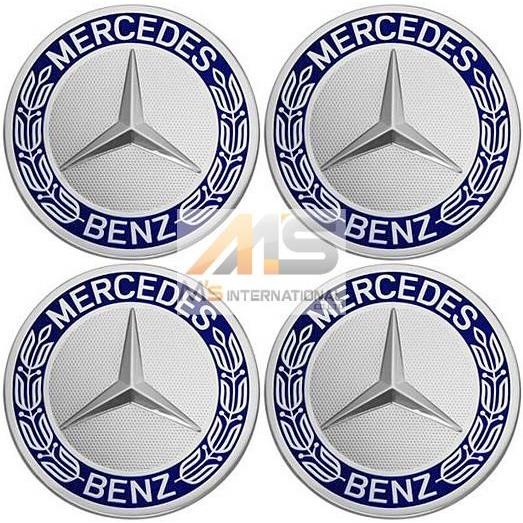 【M's】ベンツ AMG 純正品 ホイールセンターキャップ 4個（ブルー 青）74mm 正規品 ホイ...