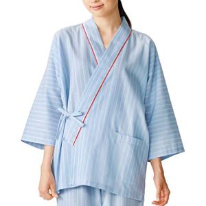 サンアロー 患者衣 ブルー×ブラウン L 285-98 L