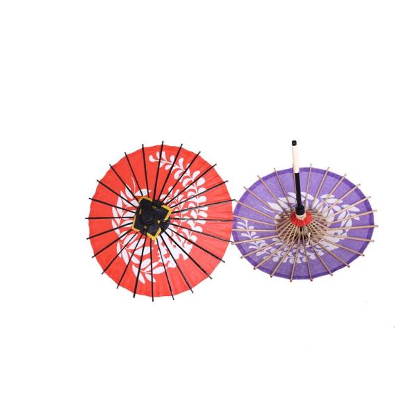 ミニ和傘セット 2本入り 直径31cm インテリア プレゼント傘 ( 紫藤渦＆赤藤渦 )
