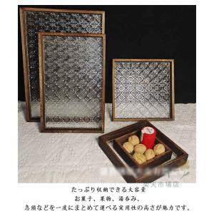 ガラストレー 木製トレー 長方形 花海棠柄 6...の詳細画像2