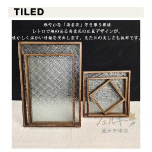 ガラストレー 木製トレー 長方形 花海棠柄 6...の詳細画像3