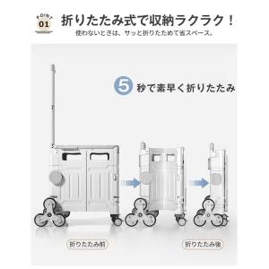 折り畳み キャリーワゴン フタ付き キャリーカ...の詳細画像3