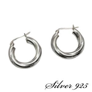 フックピアス レディース シルバー925 両耳用 ダブルリング ツイスト 