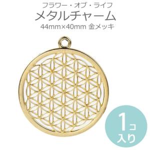 1個入 44mm×40mm メタルチャーム フラワー・オブ・ライフ 金メッキ 【ゆうパケット対応】