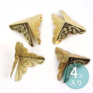 25mm×25mm×25mm 4個入 コーナー金具 三面  ゴールド【ゆうパケット対応】｜enchante-kobo