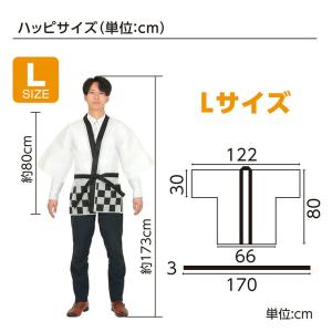 カラー不織布ハッピ 祭 市松柄 全6色 L 1...の詳細画像3