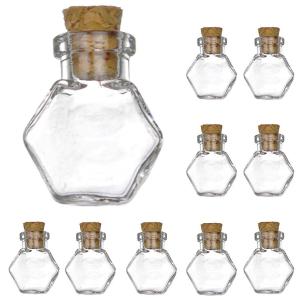 10個セット 六角型 24×20mm ガラス小瓶 コルク栓【ゆうパケット対応】