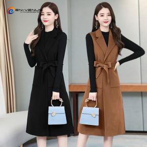 ロングベスト レディース 無地 前開き ゆったり 着痩せ 体型カバー ラシャベスト メルトンベスト 軽い 韓国 アウター 大きいサイズ 上品 秋冬 2021