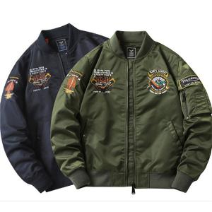 ミリタリージャケット メンズ 刺繍 MA-1 ナイロンジャケット フライト