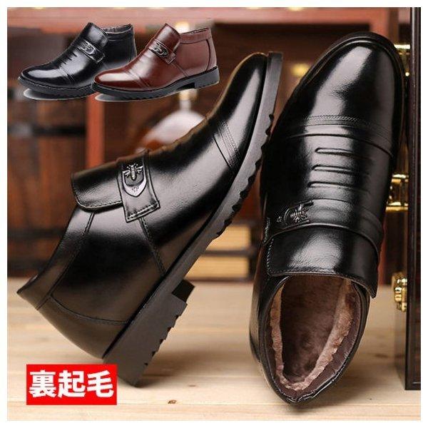 ビジネスシューズ メンズ 本革 紳士靴 ブーツ 裏起毛 ストレートチップ ドレスシューズ スリッポン...
