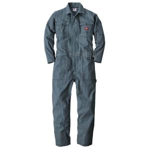 [Dickies ディッキーズ]ストレッチヒッコリー ツナギ  D-716 Ｌ ネイビー｜encho