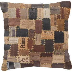 クッションカバー 45×45 本革 正方形 パッチワーク デザイン