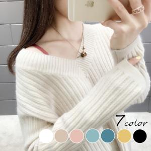 ニットセーター アンダーシャツ レディース 秋冬 長袖 vネック メリヤス トップス  オシャレ 通勤 OL 厚手 大人 上品 着痩せ 30代 40代 50代ゆったり 韓国風