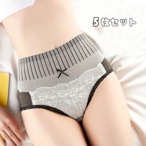 5枚セット ショーツ パンツ 下着 レディース グラフェン抗菌 女性用 ハイウエスト 腹を収める ストレッチ コットン フィット感 インナー レース 大きいサイズ
