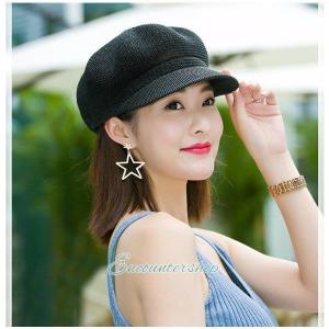 麦わら帽子 帽子 レディース キャスケット ベ...の詳細画像3