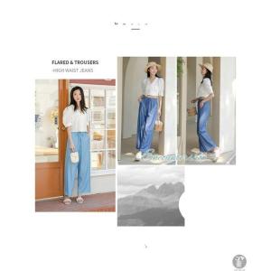 デニム風 パンツ ワイドパンツ パンツ レディ...の詳細画像2