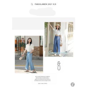 デニム風 パンツ ワイドパンツ パンツ レディ...の詳細画像3