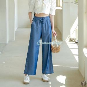 デニム風 パンツ ワイドパンツ パンツ レディ...の詳細画像4