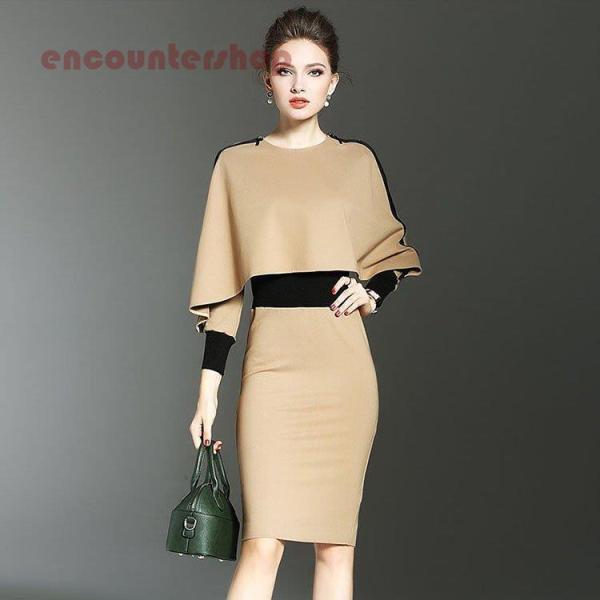 ワンピース レディース フォーマルワンピース 長袖 タイトワンピース 膝丈 キャバ フォーマル 通勤...