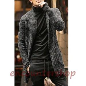 カーディガン メンズ ニット 長袖 ロングカー...の詳細画像3