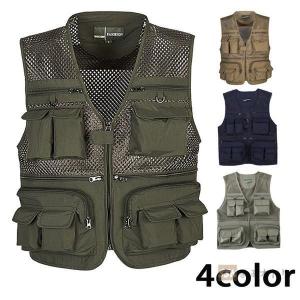 フィッシングベスト メッシュ おしゃれ 渓流 釣り 作業用 ポケット収納