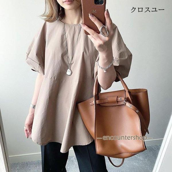 ブラウス レディース きれいめ 40代 春夏 カジュアル 半袖Tシャツ ブラウス トップス オシャレ...