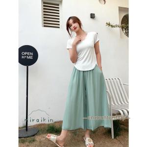 スカーチョパンツ ガウチョパンツ ゆったり カ...の詳細画像5