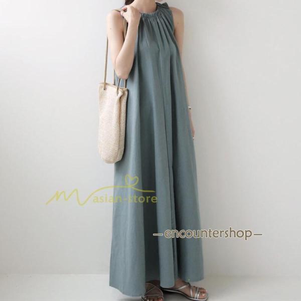 ロングワンピース ワンピース ロングワンピ レディース マキシ丈 ワンピ ノースリーブ Aライン 体...