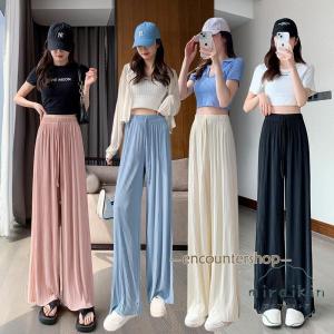 パンツ プリーツワイドパンツ 接触冷感 リラックス 涼しい 春夏 ワイドパンツ 低身長 高身長 薄手 ハイウエスト 落ち感 カジュアル ゆったり 母の日 大人上品