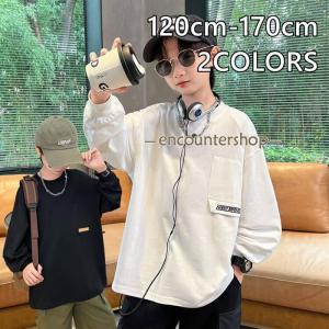 120cm】重ね着風長袖 キッズTシャツ オールドスクール /子供服 子供 T
