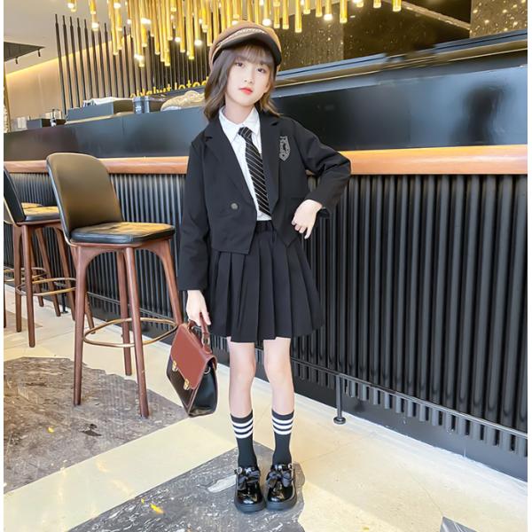 スーツ 子供 女の子 4点セット 入学式 卒業式 発表会  ジャケット 女子 小学生 中学生 スクー...