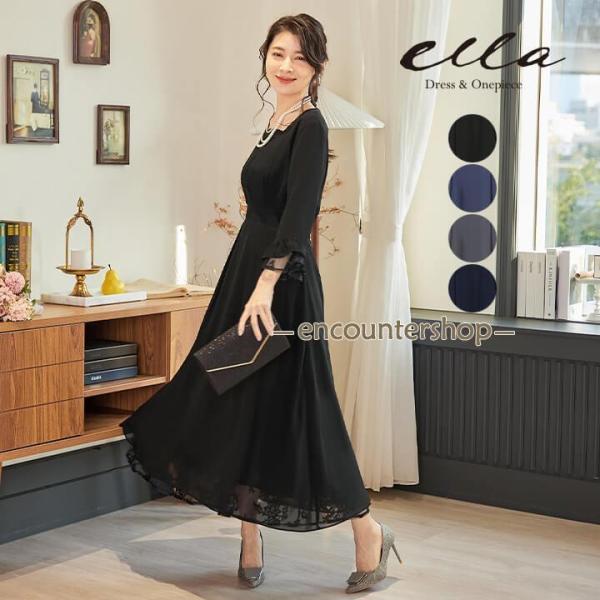 パーティードレス 結婚式 ワンピース 大きいサイズ有 20代 30代 40代 レーススリーブ パーテ...