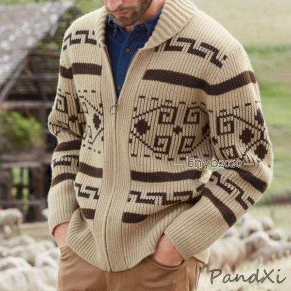 カーディガン メンズ セーター ジップとめ 長袖 ニット ジャケット 保温 アウター 羽織り ローゲ...