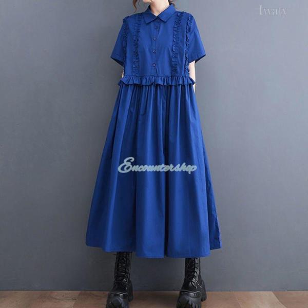 集中アイテム無地ギャザー飾り切り替えポケット付きAラインワンピース