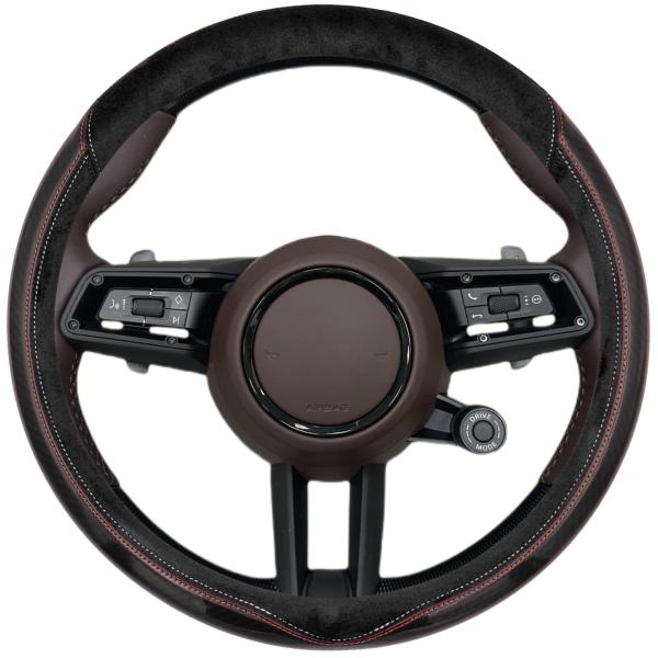 ハリアー 30系 60系 80系 専用 ハンドルカバー カーボン調＋スエード製　ステアリングカバーカ...